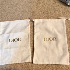 Dior Cream Shoe Bags with Gold Logo